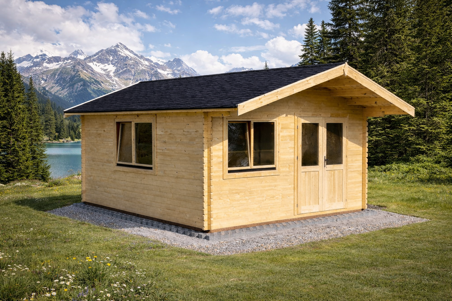 4m x 3m Log Cabin UK | 44mm Spruce Garden Cabin | A&M Heritage