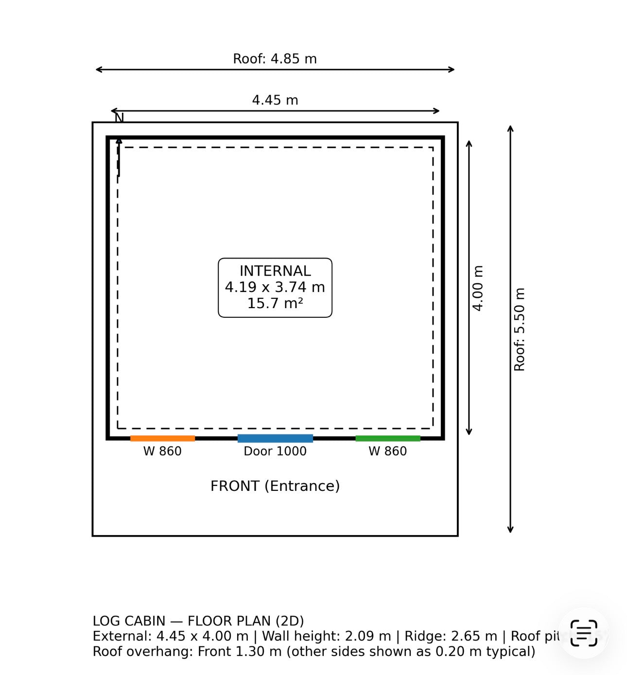 4.45m x 4m Log Cabin | Wooden Garden Cabin UK